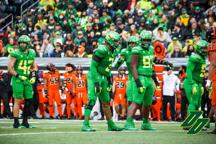 Dorlus lines up before a play against Oregon State.